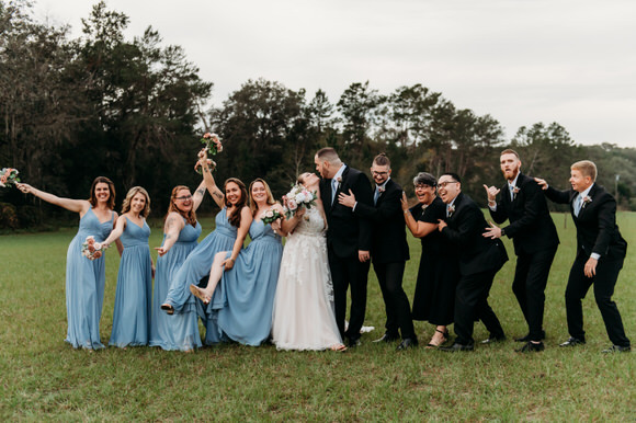 bridal party at the outdoor wedding in primacres florida